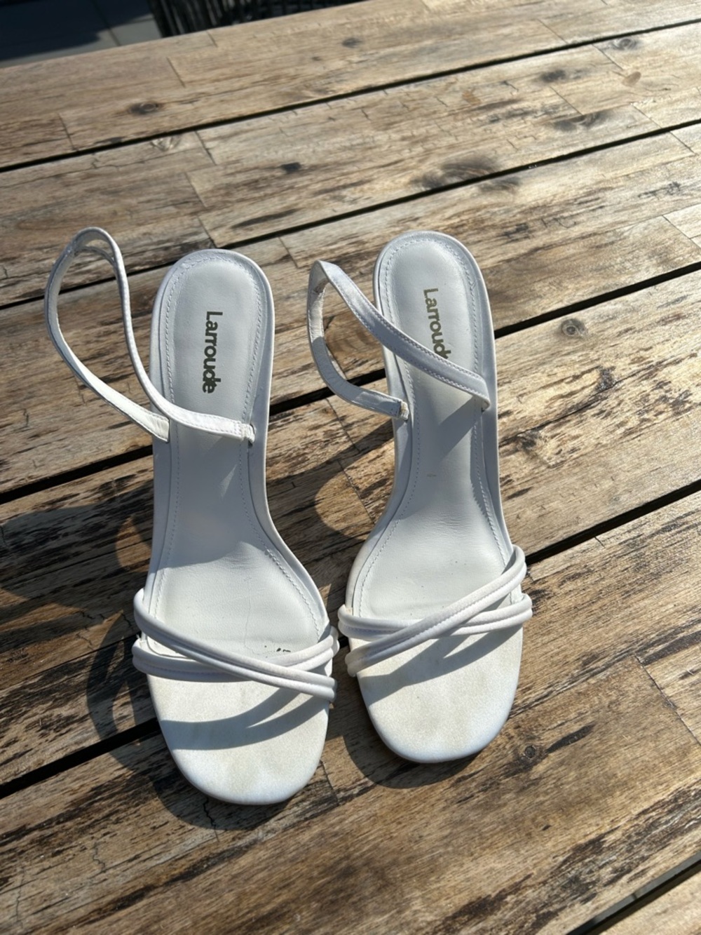 Larroude Mini Annie Sandal in
Ivory Leather | Size 8.5